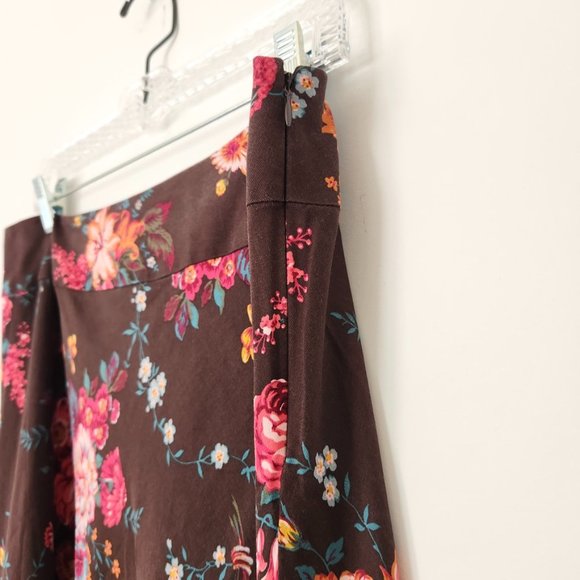 Vintage Pendleton Silk Floral Midi Skirtโ Brown Pink A Line Wool Women's Size 14 - Picture 10 of 14